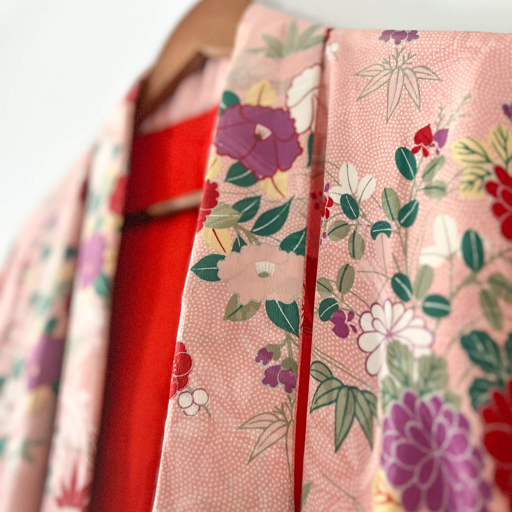 Vintage Autumn Floral Kimono - Nagamochi Shop