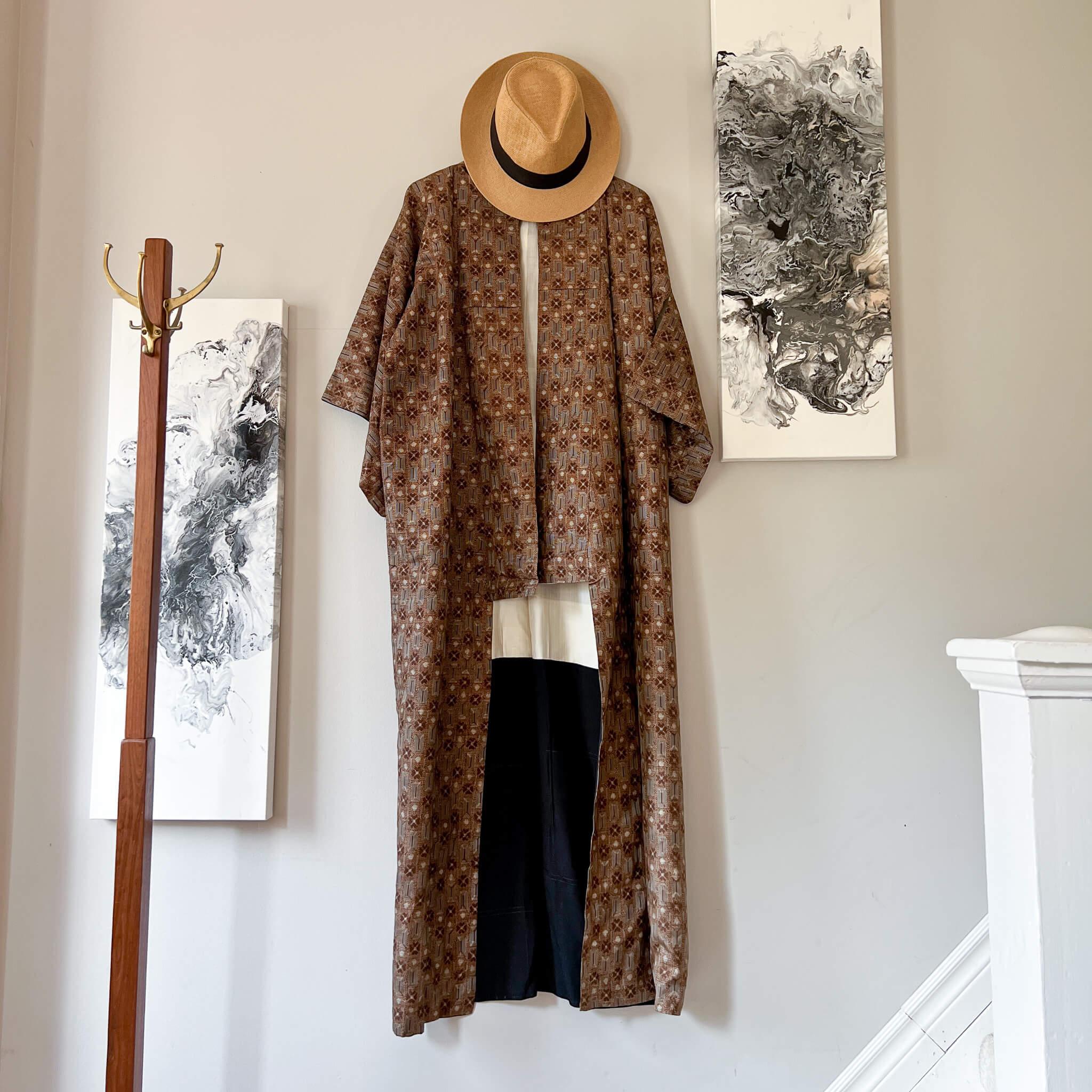 Vintage Silk Lined Tsumugi Kimono - Nagamochi Shop