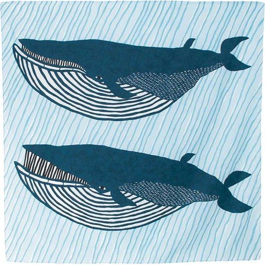 Water-repellent Art Furoshiki (Blue Whale) 100 x 100cm - Nagamochi Shop