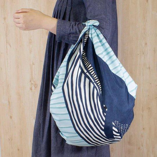 Water-repellent Art Furoshiki (Blue Whale) 100 x 100cm - Nagamochi Shop