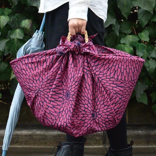 Water-repellent Art Furoshiki (Chrysanthemum Purple) 100 x 100cm - Nagamochi Shop
