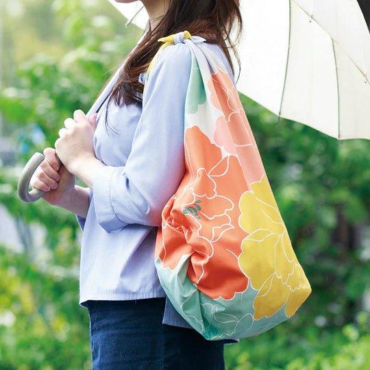 Water-repellent Art Furoshiki (Peony Orange) 100 x 100 cm - Nagamochi Shop
