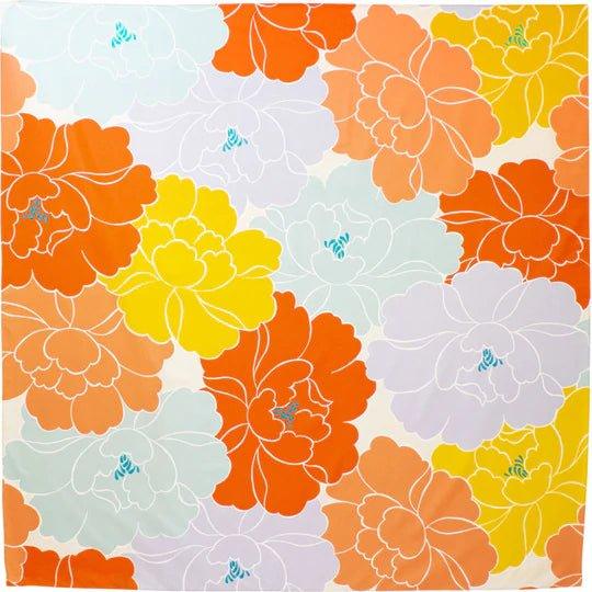 Water-repellent Art Furoshiki (Peony Orange) 100 x 100 cm - Nagamochi Shop