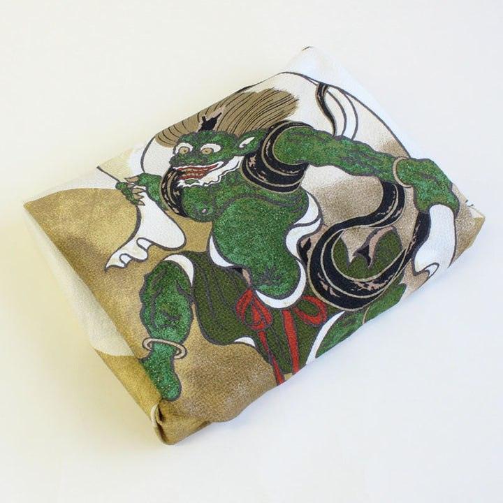 Chirimen art furoshiki "Fujin Raijin" 68x68 cm - Nagamochi Shop