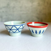 Hasami Porcelain Rice Bowl Set : Kurawanka Bowls "Leaf and Lattice" - Nagamochi Shop