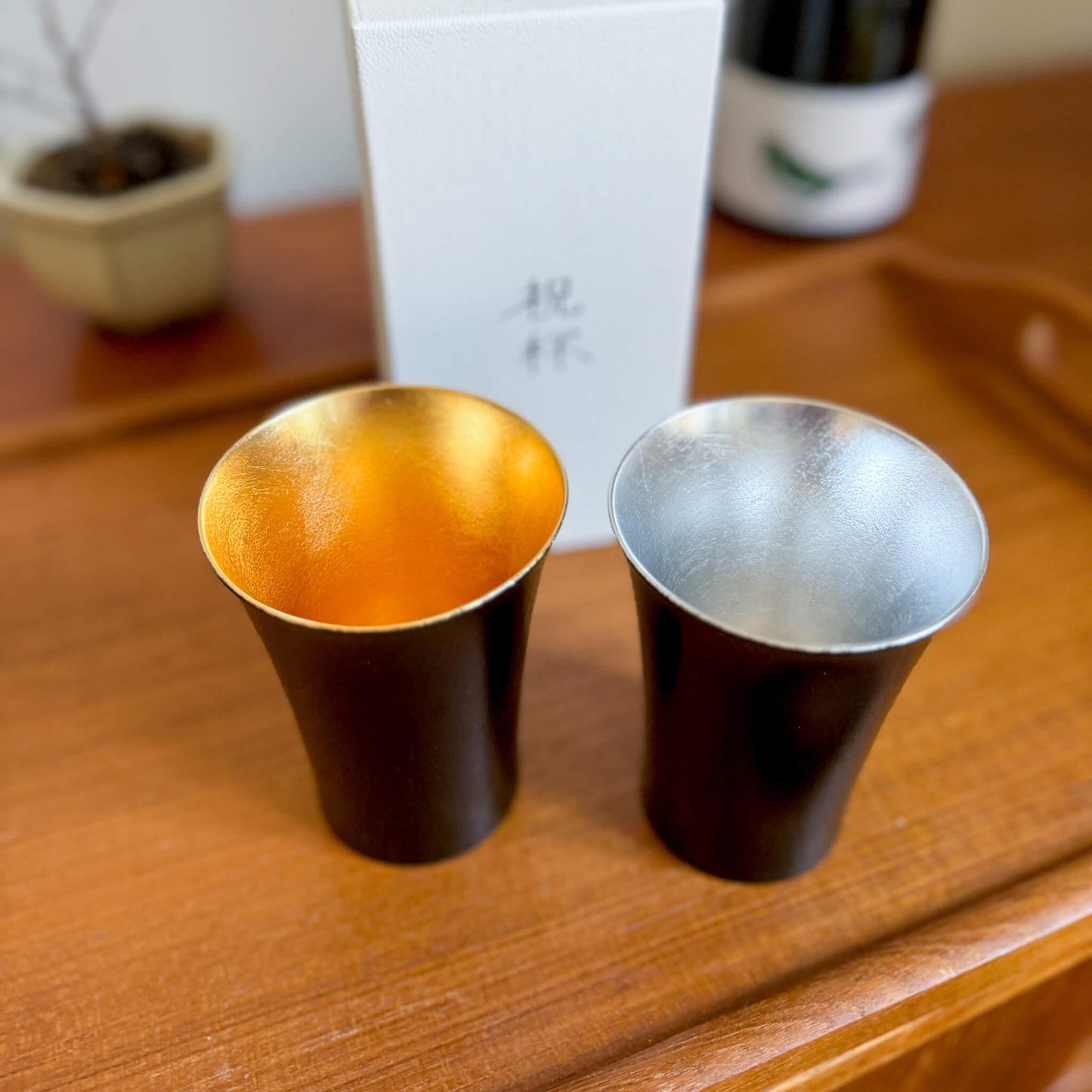 Sakura Wooden Sake Cup Black "Shuku-Hai" (Ishikawa Japan) - Nagamochi Shop