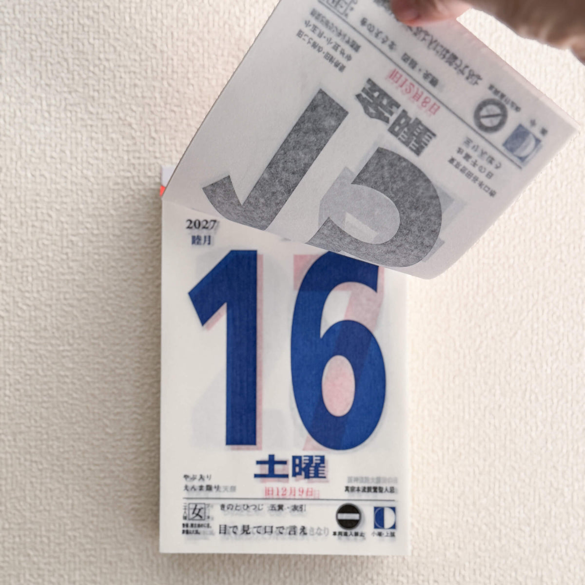 Japanese Wall Hanging Tear-Off Daily Calendar for 2027