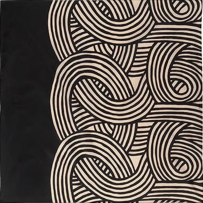 Reversible Water-repellent Art Furoshiki  (Knot Black/Khaki)