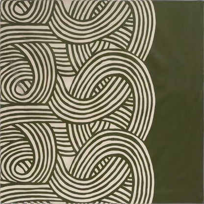 Reversible Water-repellent Art Furoshiki  (Knot Black/Khaki)