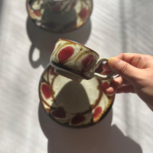 Vintage Ceramic Coffee Cup and Saucer - Nagamochi Shop