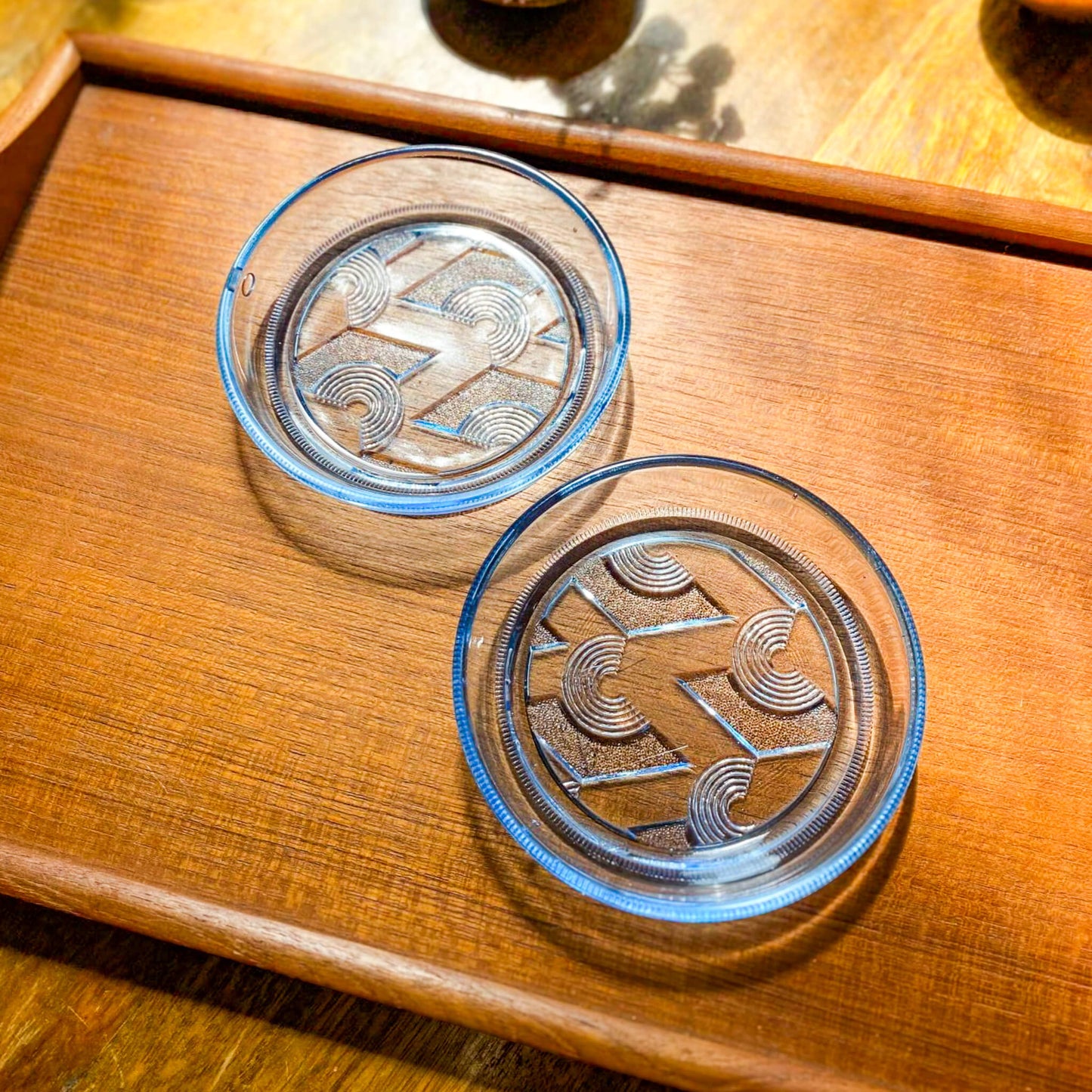 Retro Pressed Glass Mamezara (Blue) - Nagamochi Shop