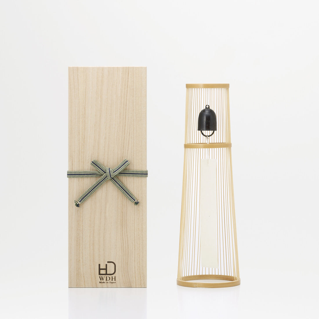 Japanese Brass Furin Wind Chime with Bamboo Stand