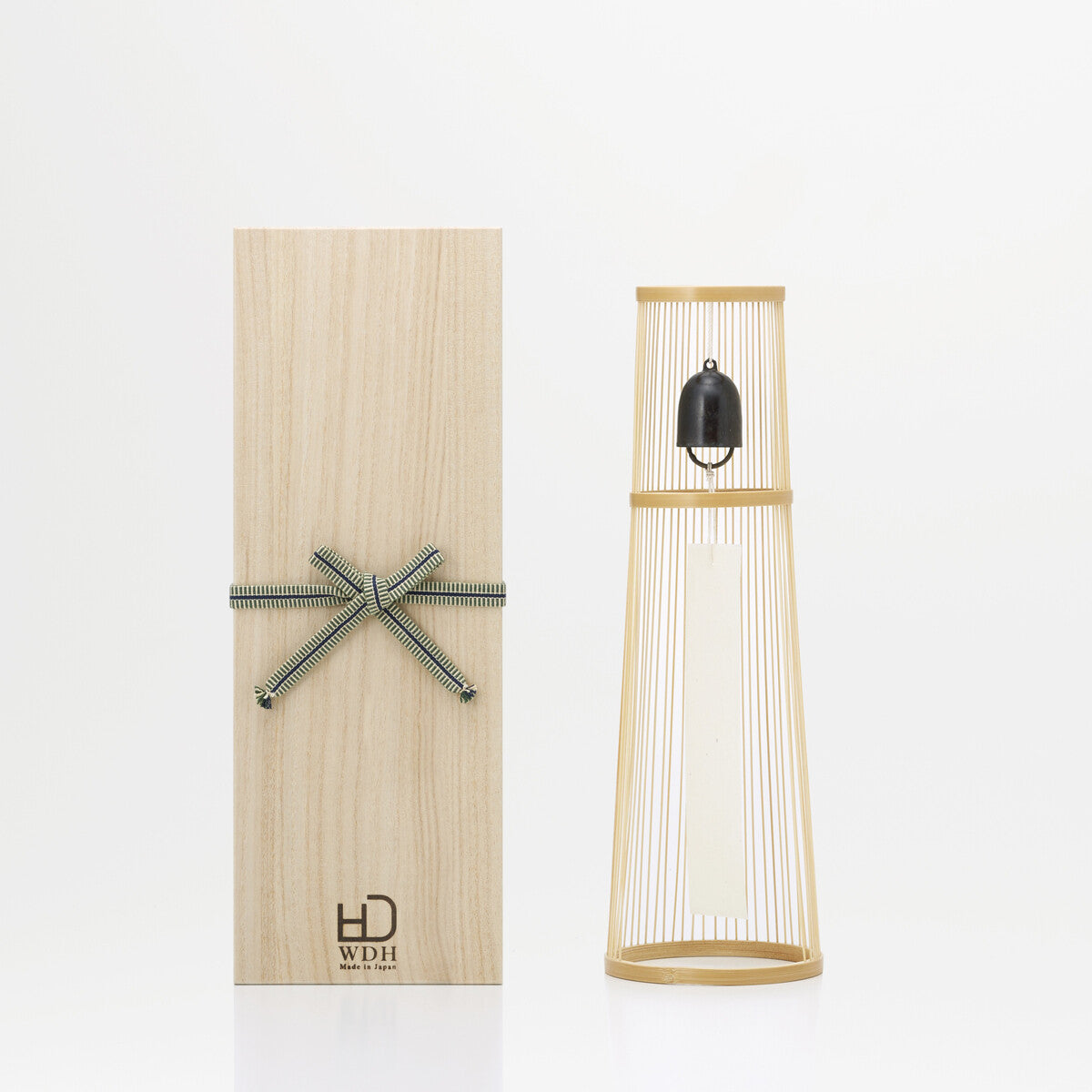 Japanese Brass Furin Wind Chime with Bamboo Stand