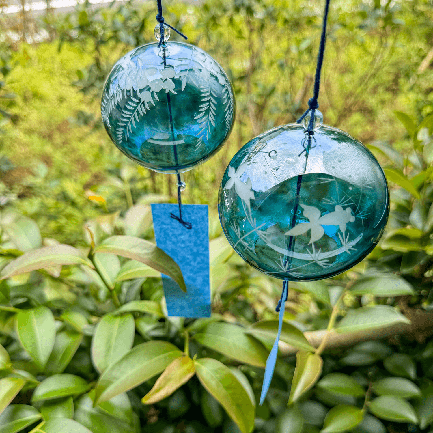 Edo Kiriko Wind Chime in Deep Blue