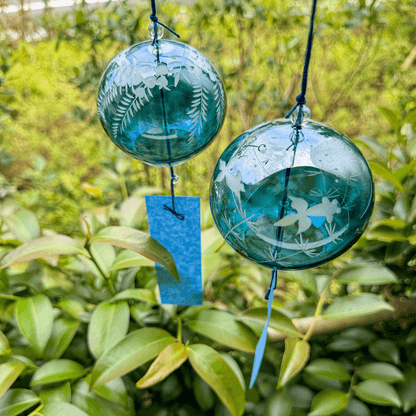 Edo Kiriko Wind Chime in Deep Blue