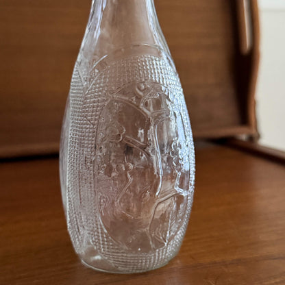 Vintage Japanese Glass Sake Bottle with Bamboo and Plum Relief