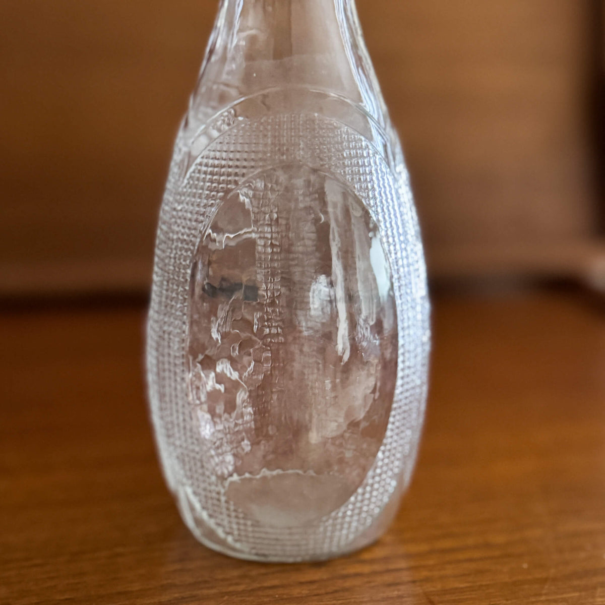 Vintage Japanese Glass Sake Bottle with Bamboo and Plum Relief
