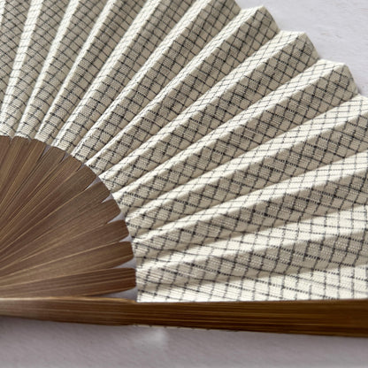Japanese Awa Shijira Cotton Folding Fan by Nagao Orifu