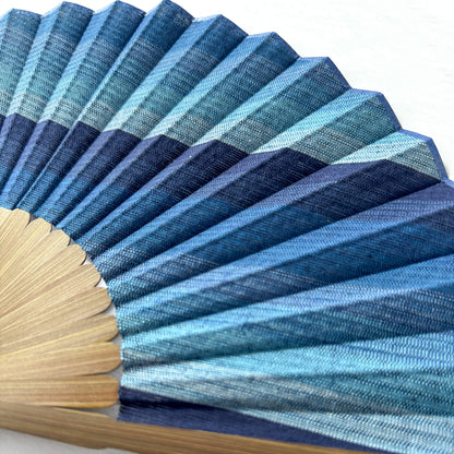 Japanese Awa Shijira Cotton Folding Fan by Nagao Orifu