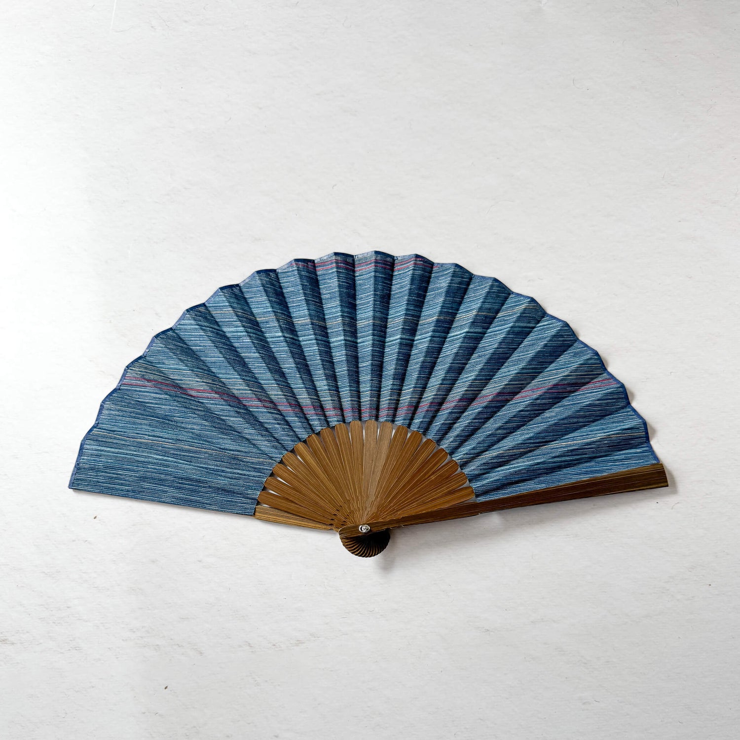Japanese Awa Shijira Cotton Folding Fan by Nagao Orifu