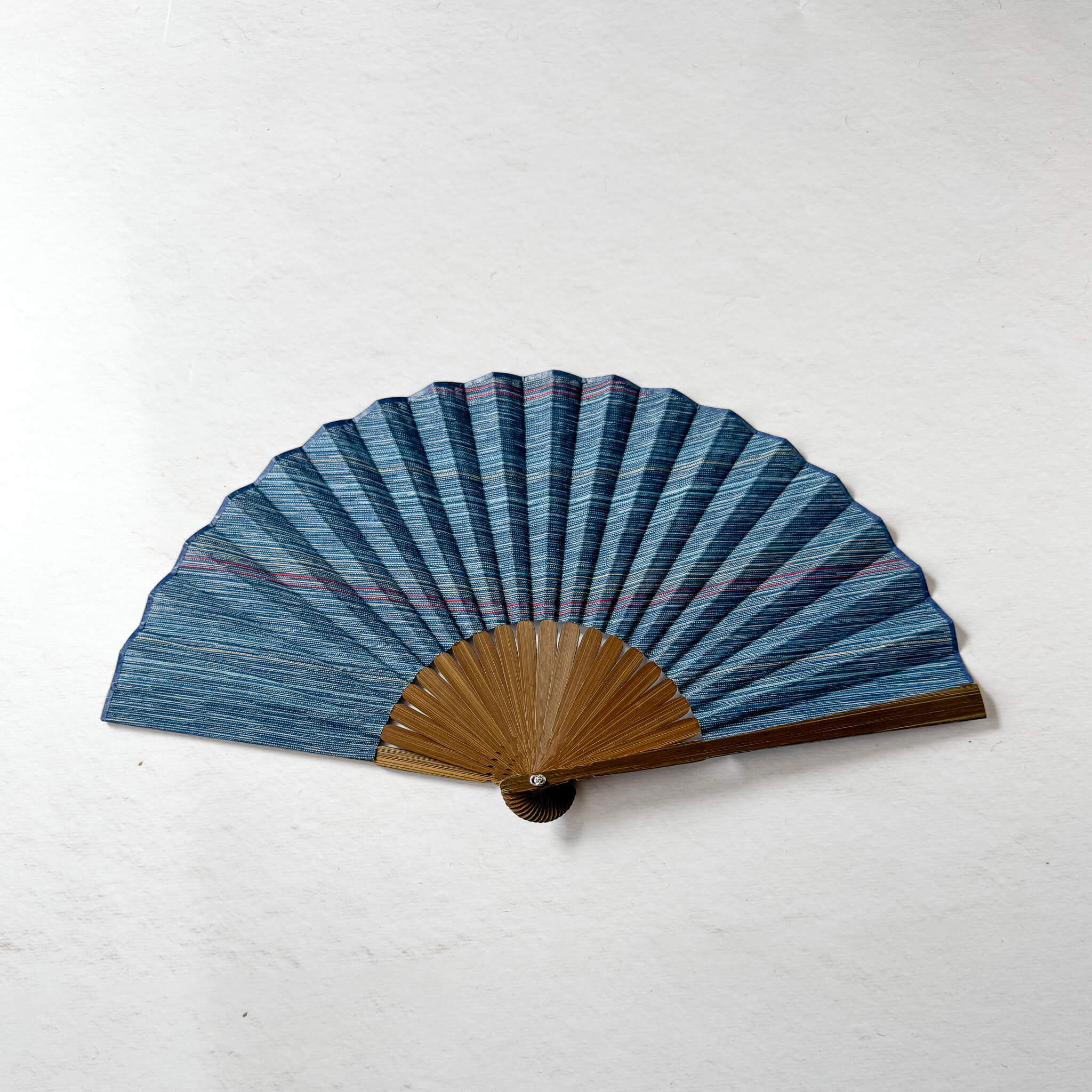 Japanese Awa Shijira Cotton Folding Fan by Nagao Orifu