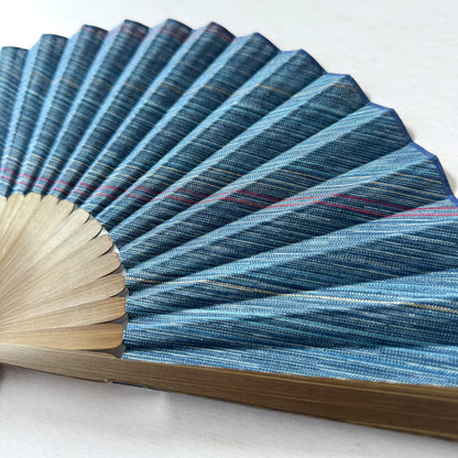 Japanese Awa Shijira Cotton Folding Fan by Nagao Orifu