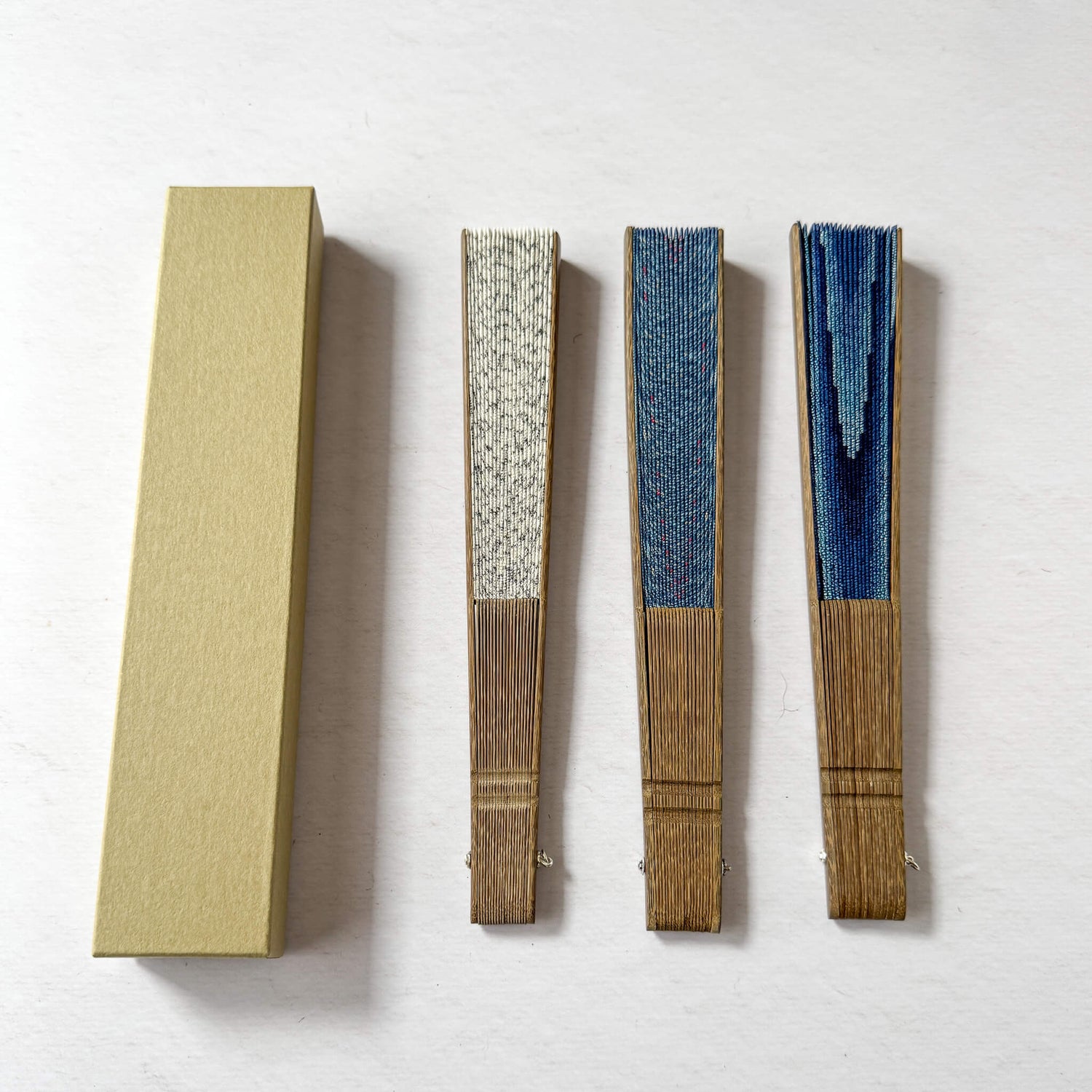 Japanese Awa Shijira Cotton Folding Fan by Nagao Orifu