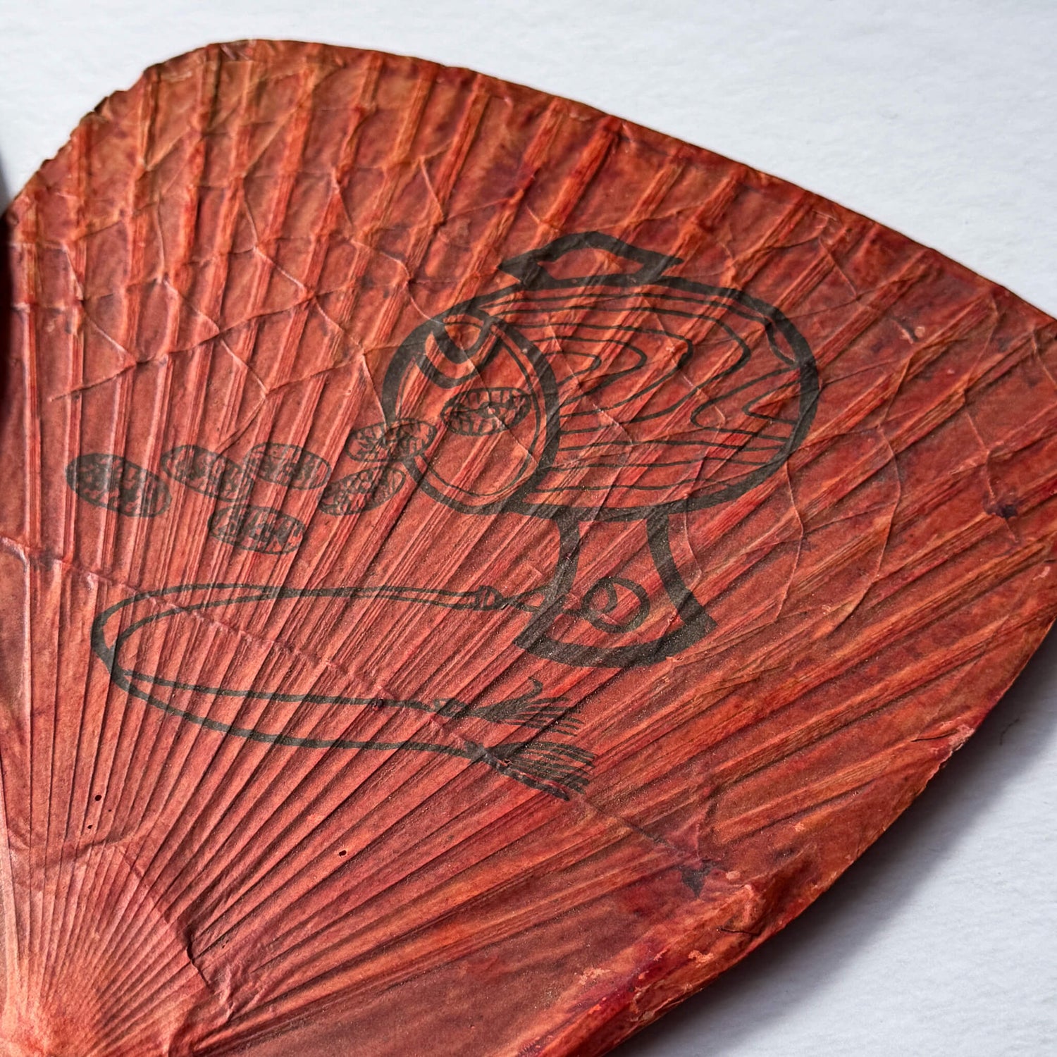 Vintage Japanese Shibu Uchiwa Fans with Hand-Painted Lucky Mallets