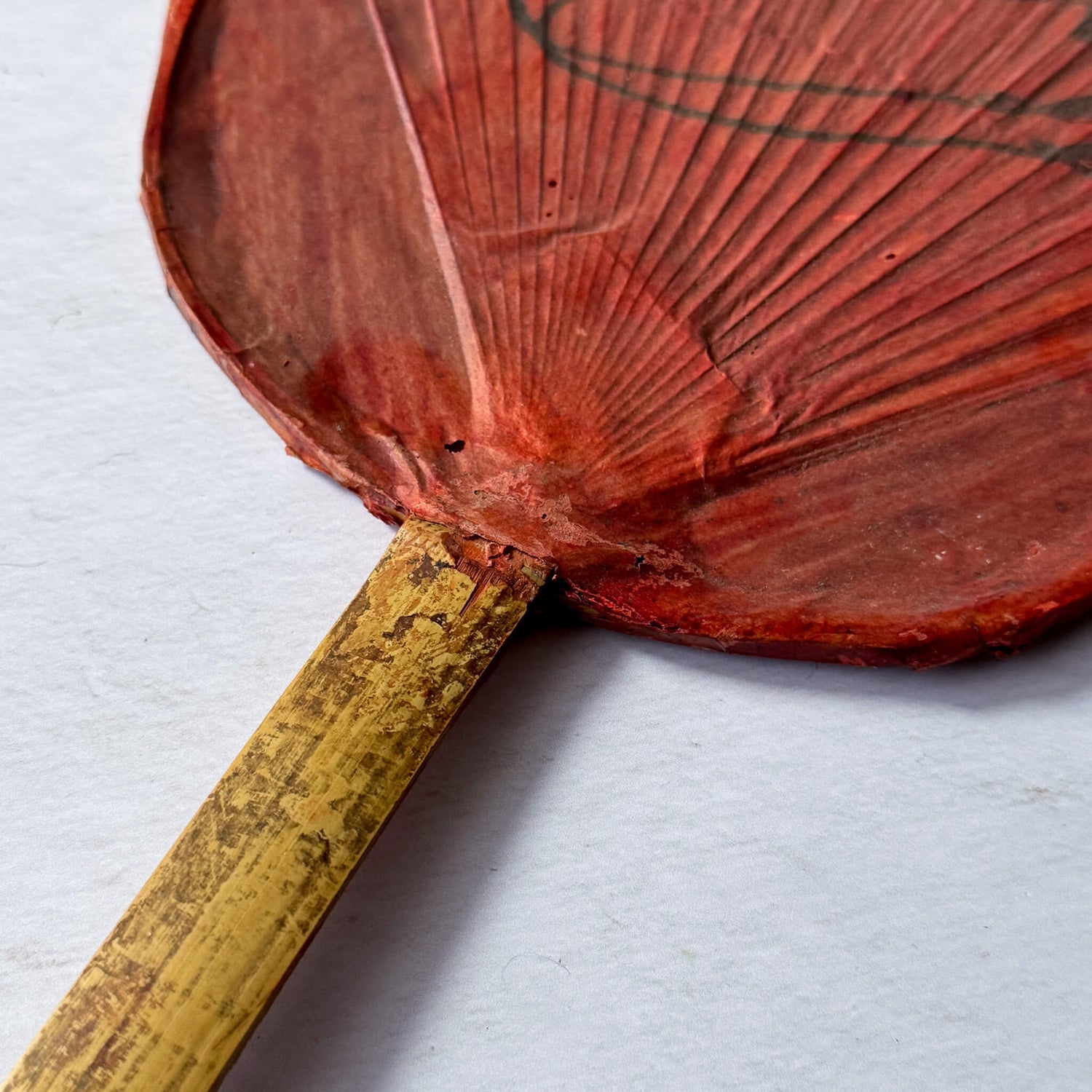 Vintage Japanese Shibu Uchiwa Fans with Hand-Painted Lucky Mallets