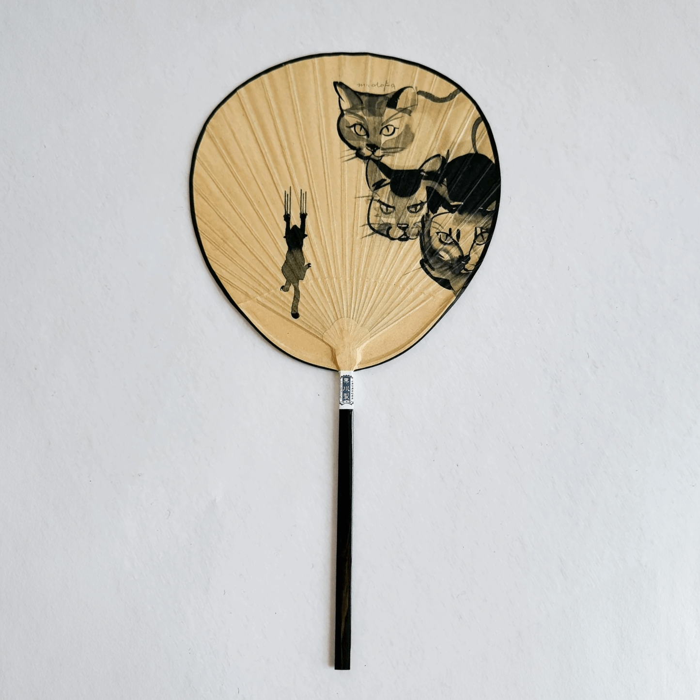 Japanese Shibu Uchiwa Fan "Trio the Cat" | Kumamoto, Japan