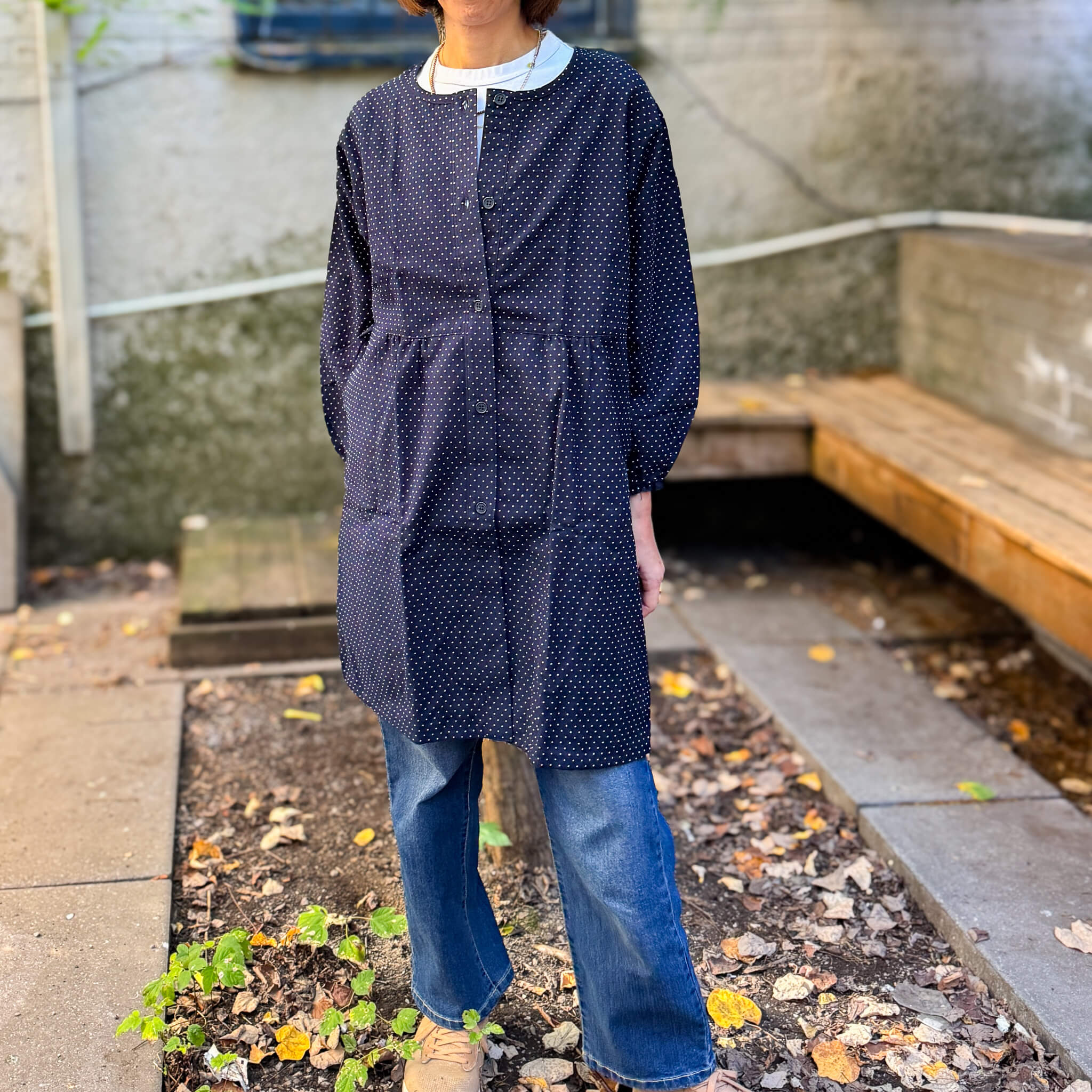 Modern Japanese Kappogi Smock Tunic – Made with Kurume Woven Fabric