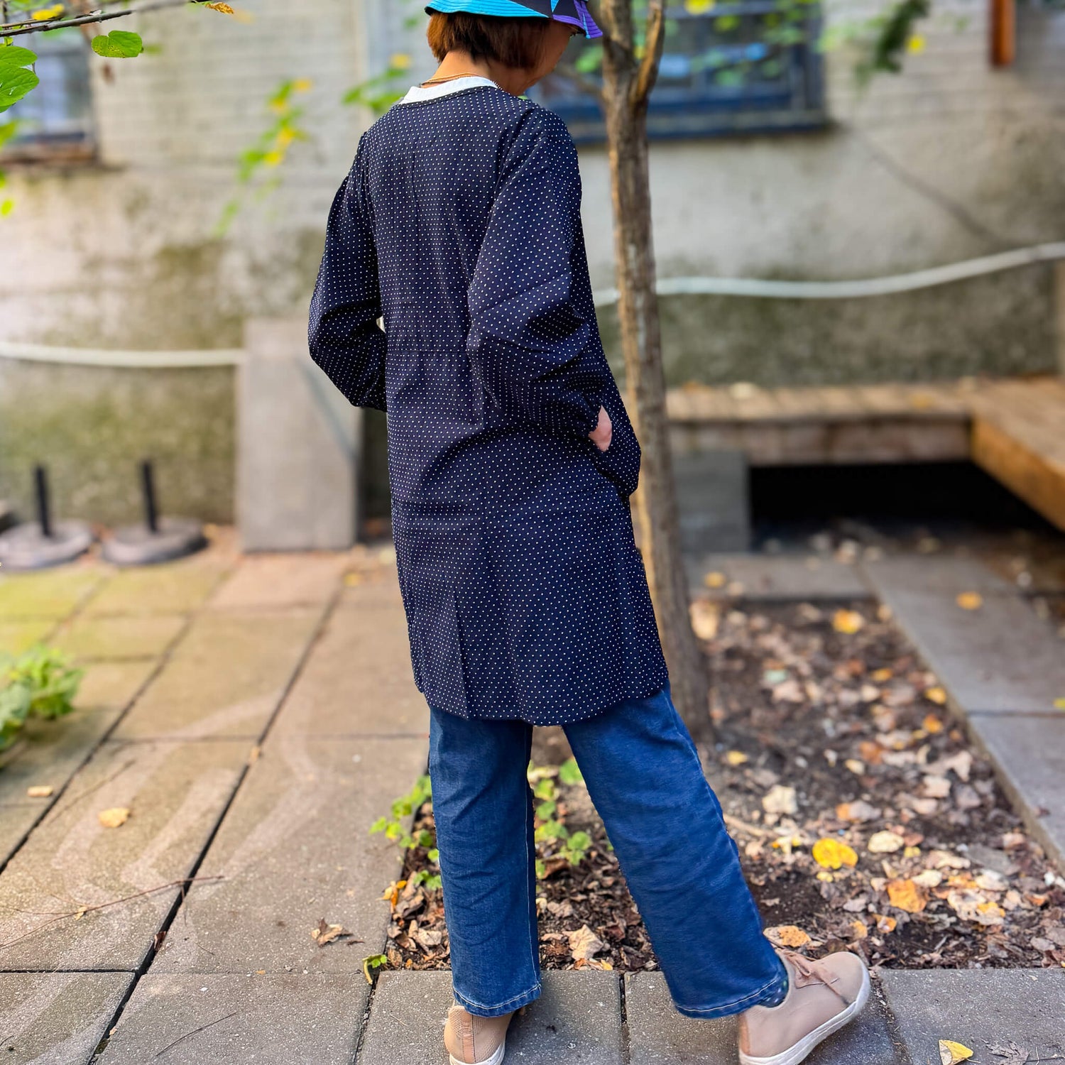 Modern Japanese Kappogi Smock Tunic – Made with Kurume Woven Fabric