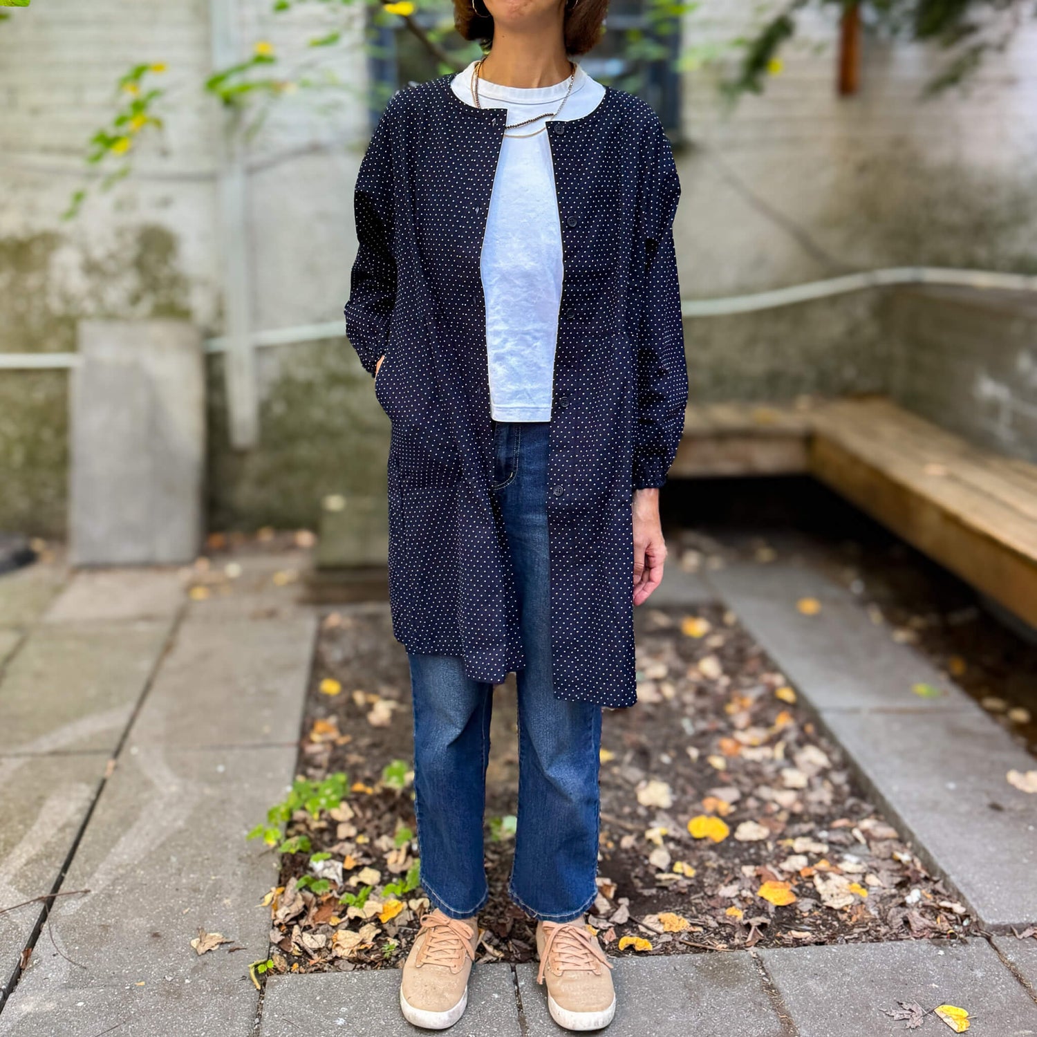 Modern Japanese Kappogi Smock Tunic – Made with Kurume Woven Fabric