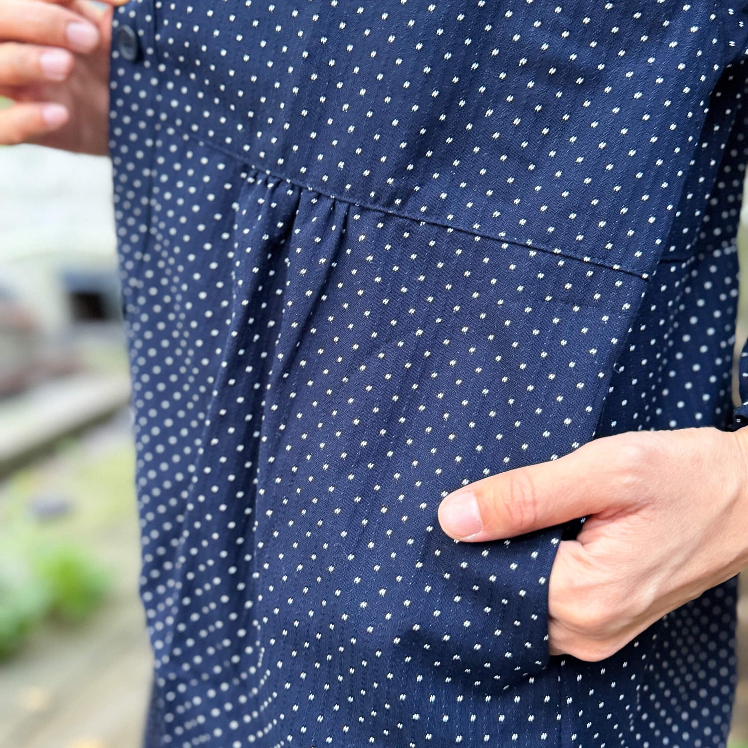 Modern Japanese Kappogi Smock Tunic – Made with Kurume Woven Fabric