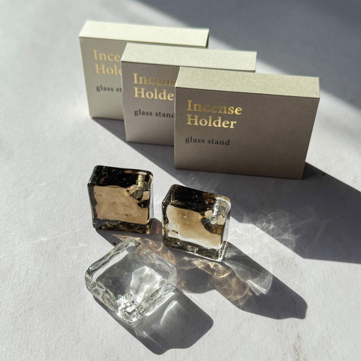 Square Glass Incense Holder