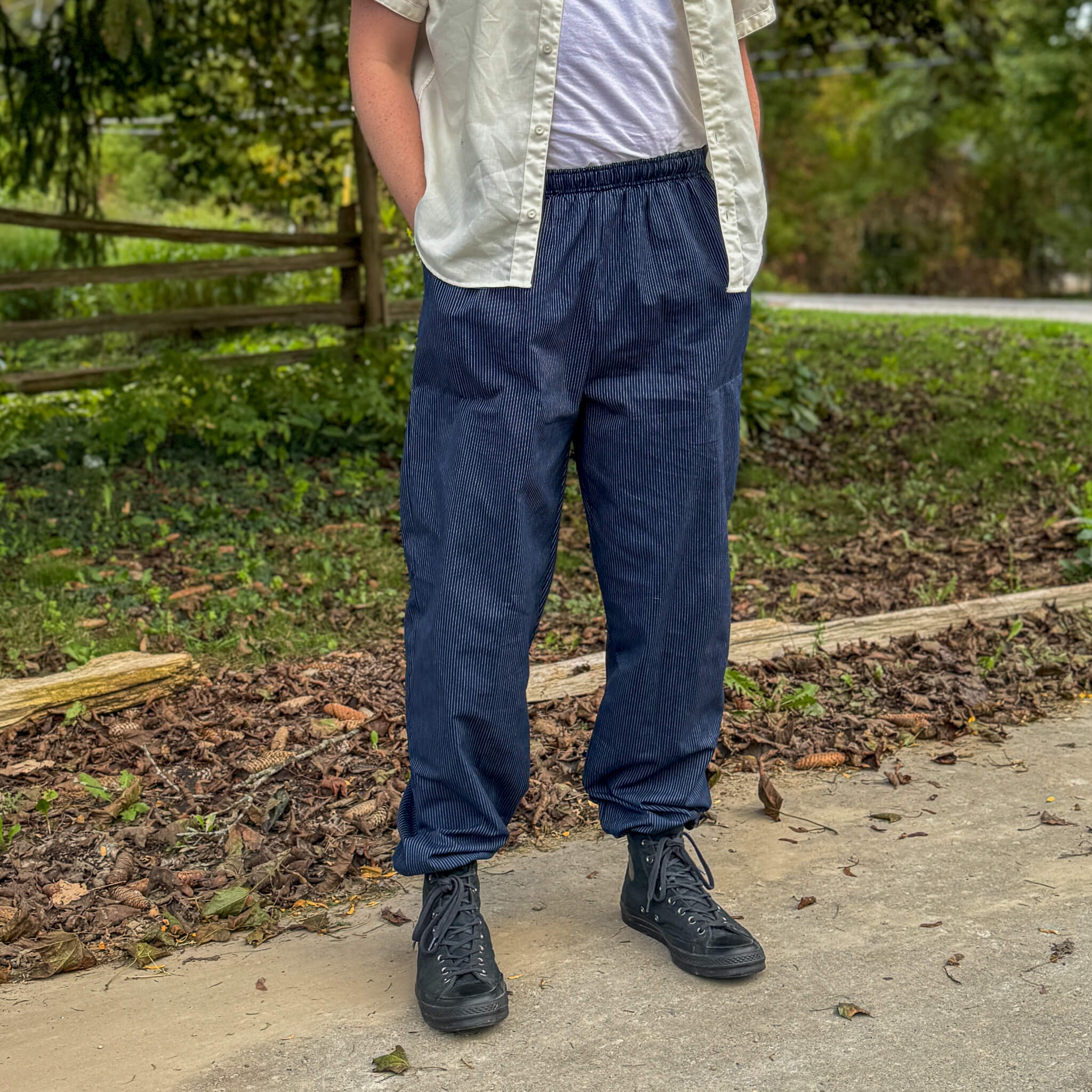 Men's Pinstripe Monpe – Traditional Japanese Work Pants Made in
