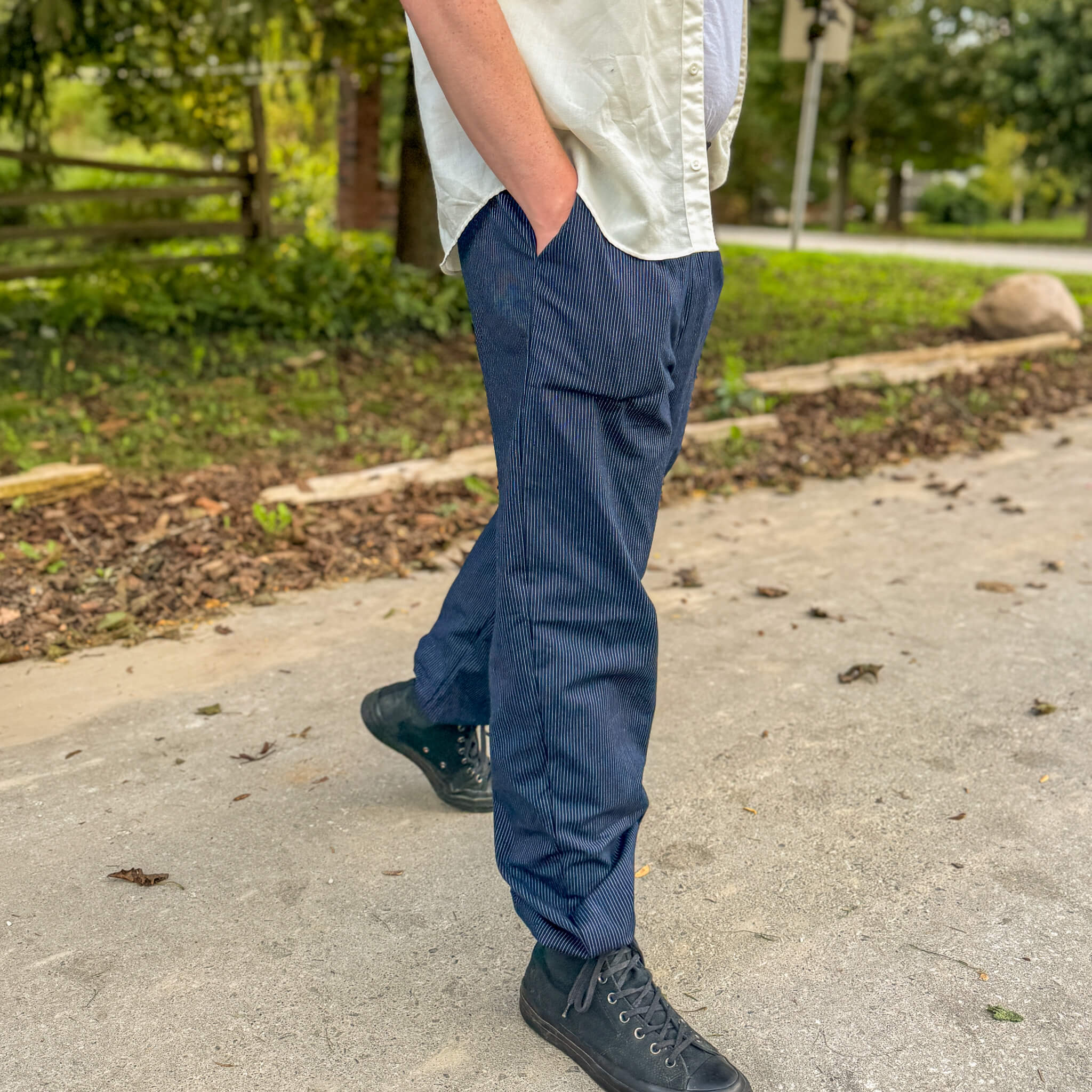 Men's Pinstripe Monpe – Traditional Japanese Work Pants Made in