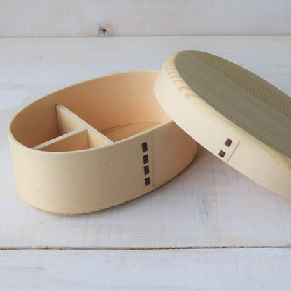 Japanese Cedar Wappa Style Bento Box, Oval One-Tier, 500 ml
