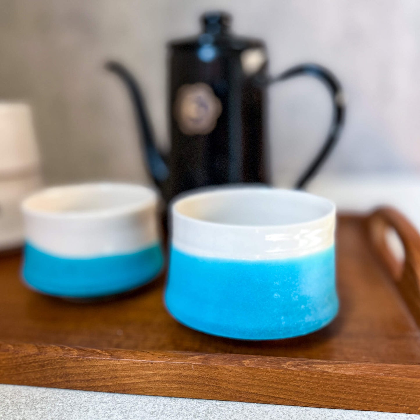 Local Handmade Stackable Tea Cup : TurquoiseNagamochi Shop