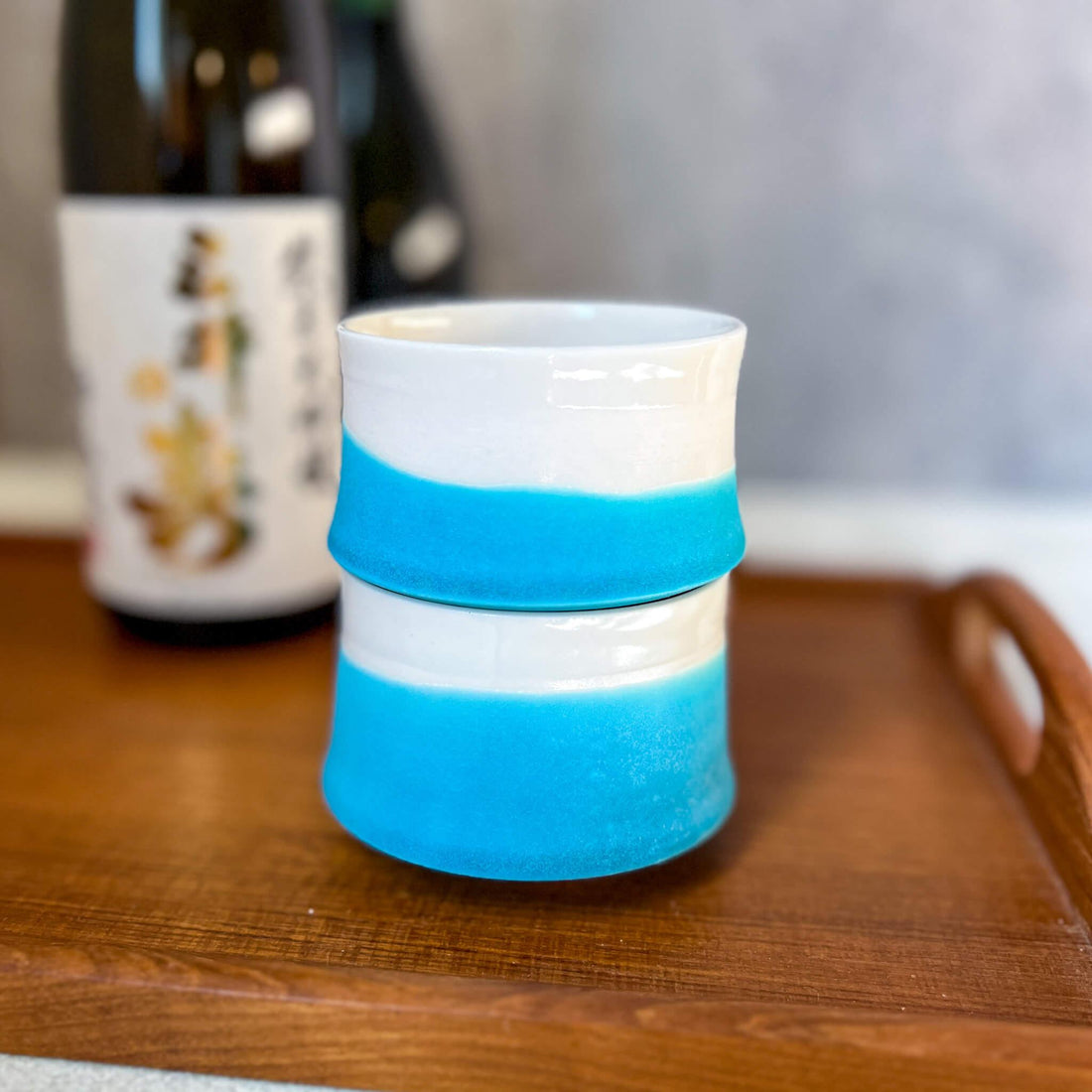 Local Handmade Stackable Tea Cup : Turquoise - Nagamochi Shop